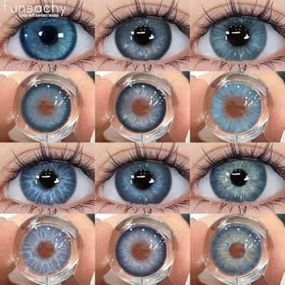 FUNSACHY 2 шт. Синие контактные линзы, натуральные контактные линзы для глаз, красивые линзы для глаз, косметические зрачки, зеленые цветные линзы