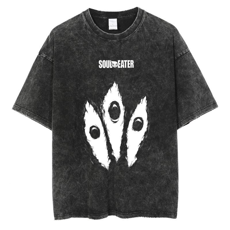 Soul Eater Manga T Shirt Death the Kid Print Tshirt Vintage Washed Streetwear Women Clothes Oversized Cotton Tee Shirt