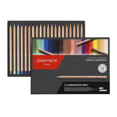 CARAN Luminance 6901 Портретные цветные карандаши 20 Бумага Официальные D'ACHE (На масле), Цвета, Коробка, Импорт.