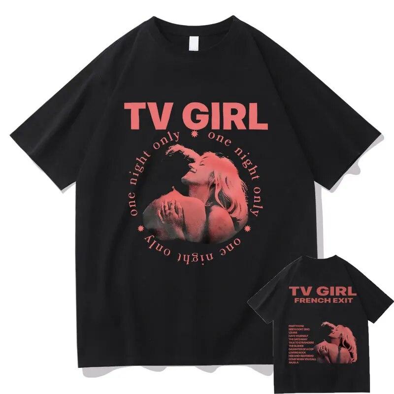 Cults TV Girl French Exit двусторонние футболки с принтом унисекс женская мода свободная футболка унисекс негабаритных черная футболка в стиле хип-хоп