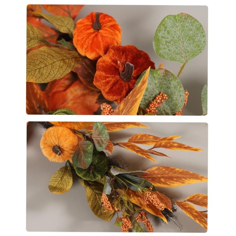 Colorful Fall Hanging Garlands Decoration with Pumpkins and Fruit-Like Motifs for Seasonal Entryway, Living Room, Window and Thanksgiving Displays
