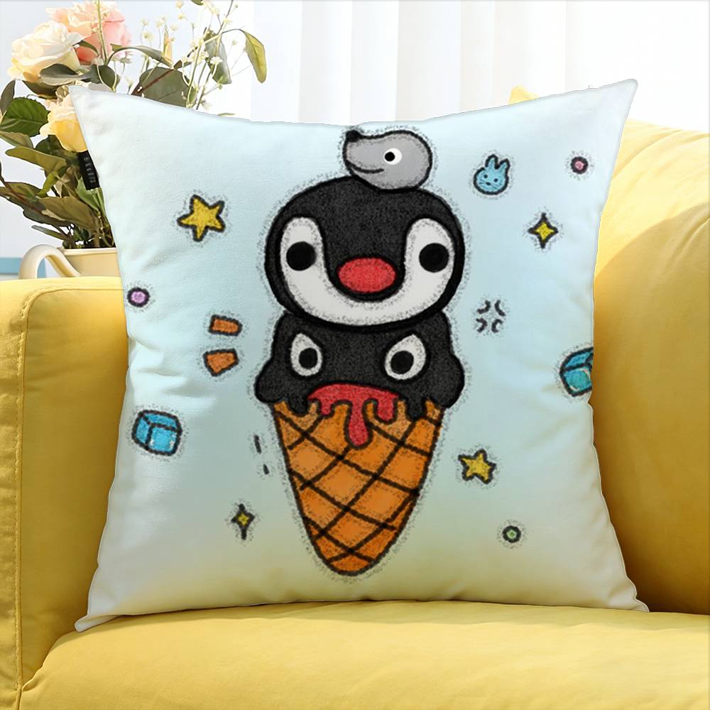 Cute P-Pingu World Various Sizes Square Pillow Case For Car Home Bedchamber Decor