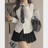 JK Style Slim Fit Long-Sleeve White Shirt with Straps - Pure Desire College Look