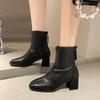 Martin boots women's autumn and winter thick heel short tube thin boots rear zipper square head high heel small short boots