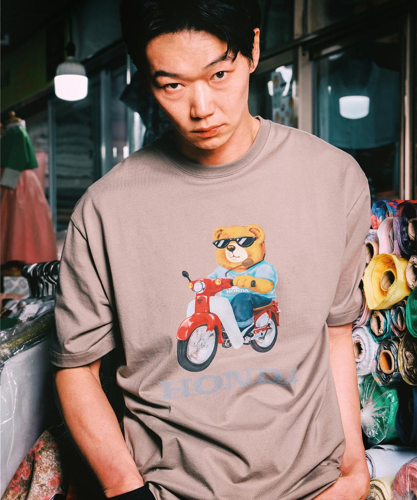 PHYPS MOTORCYCLE Honda Bear T-Shirt Brown