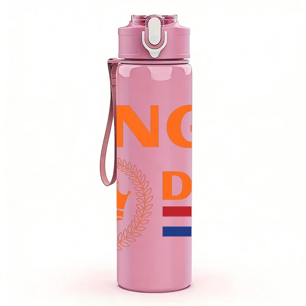 1PC Kings Day Crown Logo 750ml Color Plastic Sports Water Bottle Leakproof Flip Straw Lid Suitable for Sports Office Home Use