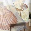 Retro Watercolor Sea Urchin Shell Starfish Ocean Sheer Curtains Modern Gauze Curtain for Living Room Bedroom Voile Yarn Curtains