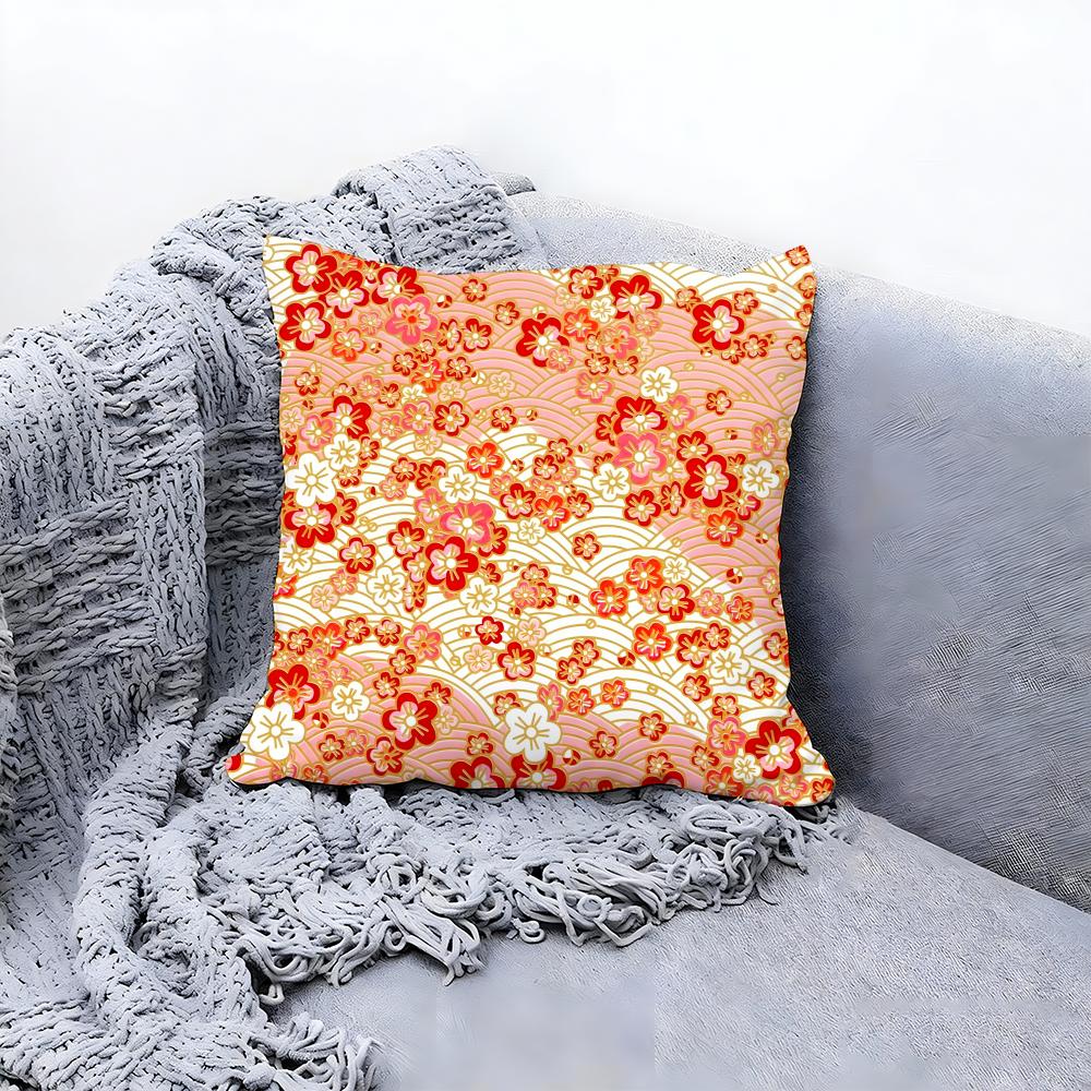 Traditional Chinese Floral Pattern Cushion Cover Premium Comfort Reversible Pillow Cove in One Design for Any Room Car Interior