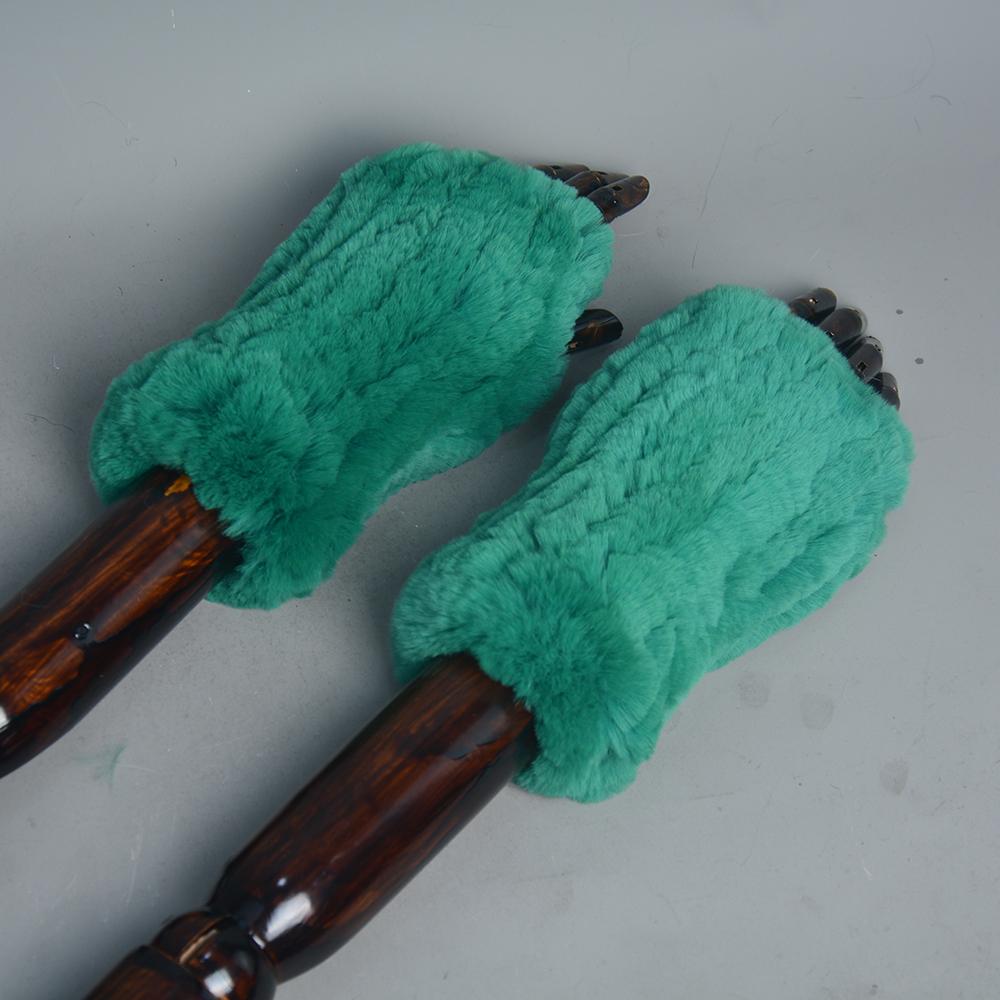 Новые женские вязаные варежки из 100% натурального меха кролика рекс, зимние теплые женские перчатки без пальцев из натурального меха, вязаные меховые варежки ручной работы