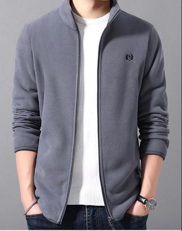 Woodpecker Men's Fleece-Lined Cardigan: Autumn/Winter Casual Stand-Up Collar Jacket