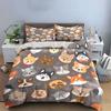 Cute Cartoon Dog Faces Pattern Bedding Duvet Cover Set  (1*Duvet Cover 2*Pillowcases, without duvet insert)