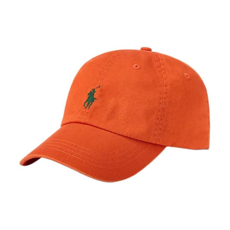 Polo Ralph Lauren Pony embroidered logo on the front cotton peaked cap Unisex couple model College Orange 710667709138