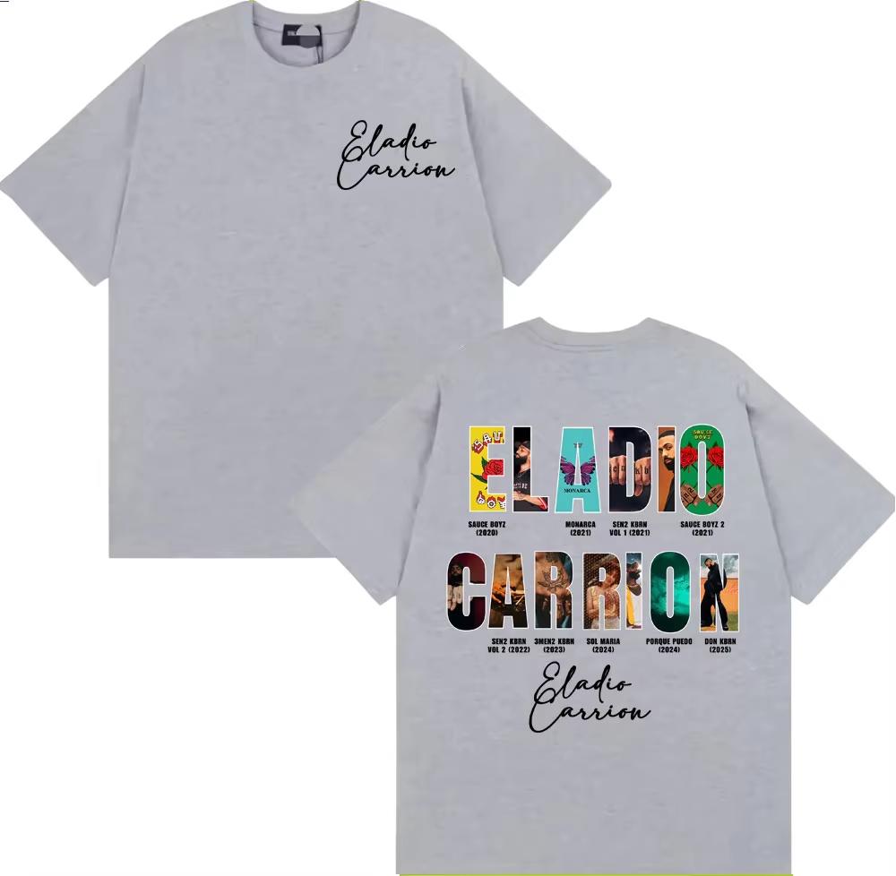 Rapper Eladio Carrion Album Cover 2026 Tour T Shirt Men Women Vintage 90s Hip Hop Street Tshirts Casual Tshirt