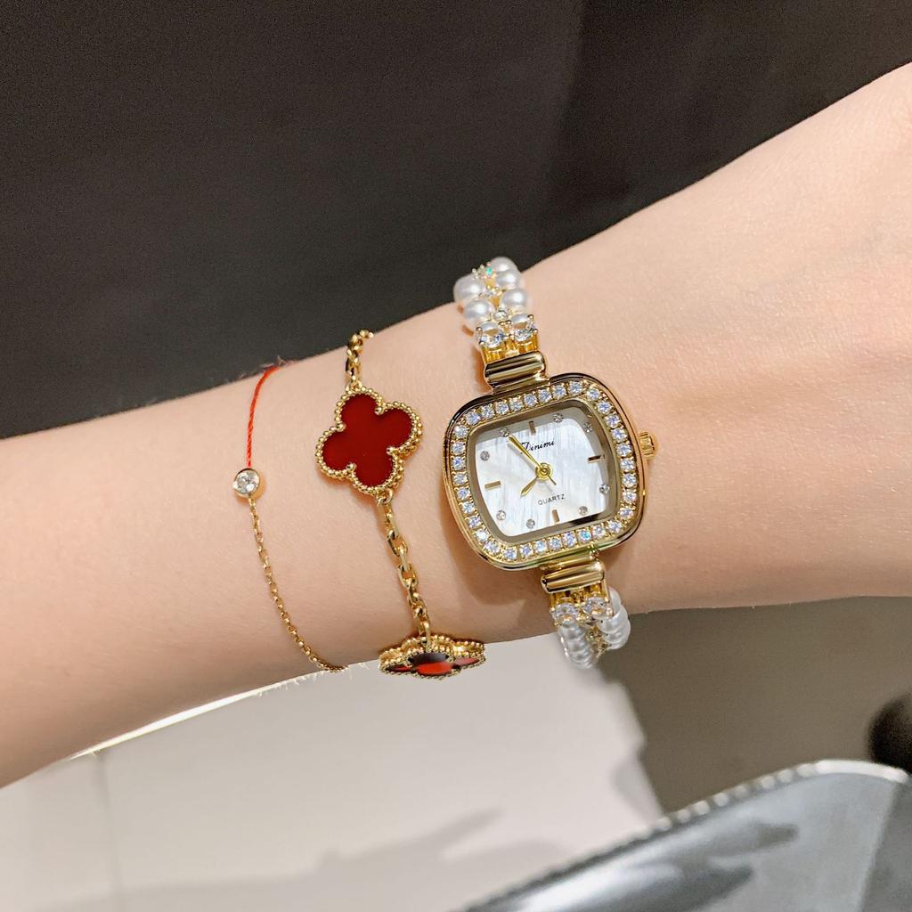 Модные сверкающие квадратные кварцевые часы с бриллиантами, элегантные женские повседневные часы с браслетом
