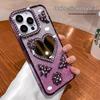 Применимый чехол-зеркало с блестящими стразами в форме сердца для iPhone 17 Pro Max - Совместим с iPhone 16/15, Блестящая защитная накладка