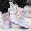Winter Children's and Girls' Plus Size Anti Slip Wear-resistant Fashionable Warm and Plush High Top Snow Boots Cotton Boots 31-40