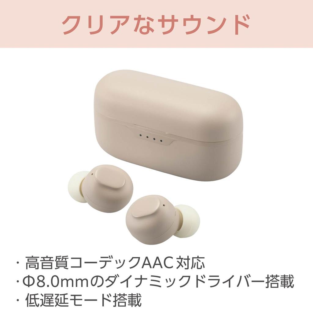 Elecom Wireless Earphones Bluetooth Earplug Type Lightweight Compatible Low Latency 5 Hours Continuous Playback Automatic Pairing Touch Sensor