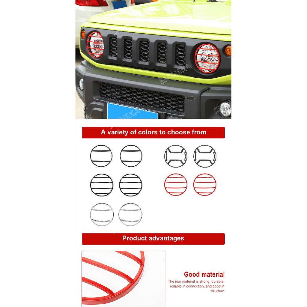 SHINEKA Декоративные накладки на передние фары автомобиля для Suzuki Jimny 2019 2020 2021 2022 2023 и выше, Внешние аксессуары