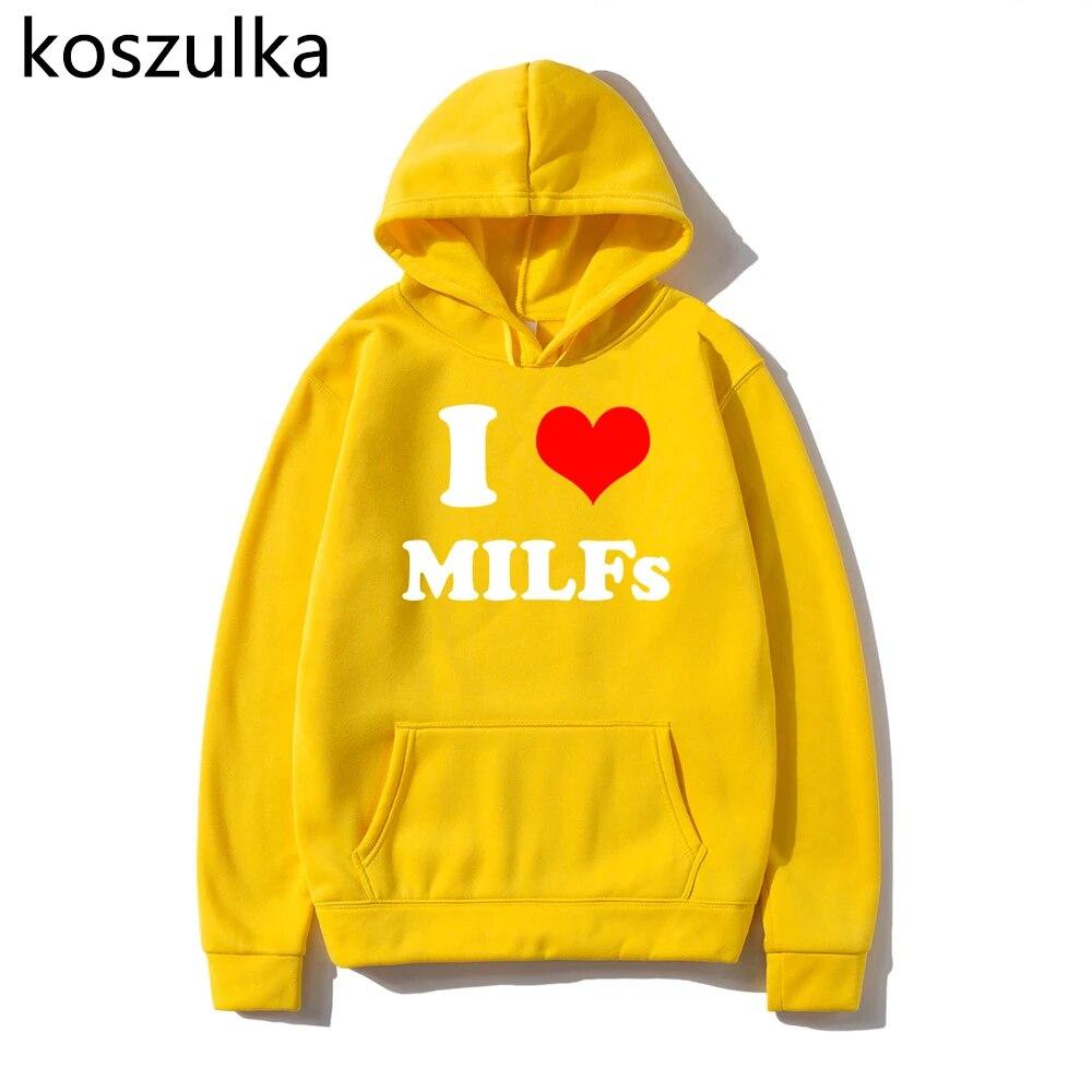 I Love MILFs Mothers Day Hoodies I Heart MILFs Husband Hoodie Harajuku Pullovers Spring/Autumn Unisex Unisexga Tops Unisex Clothing