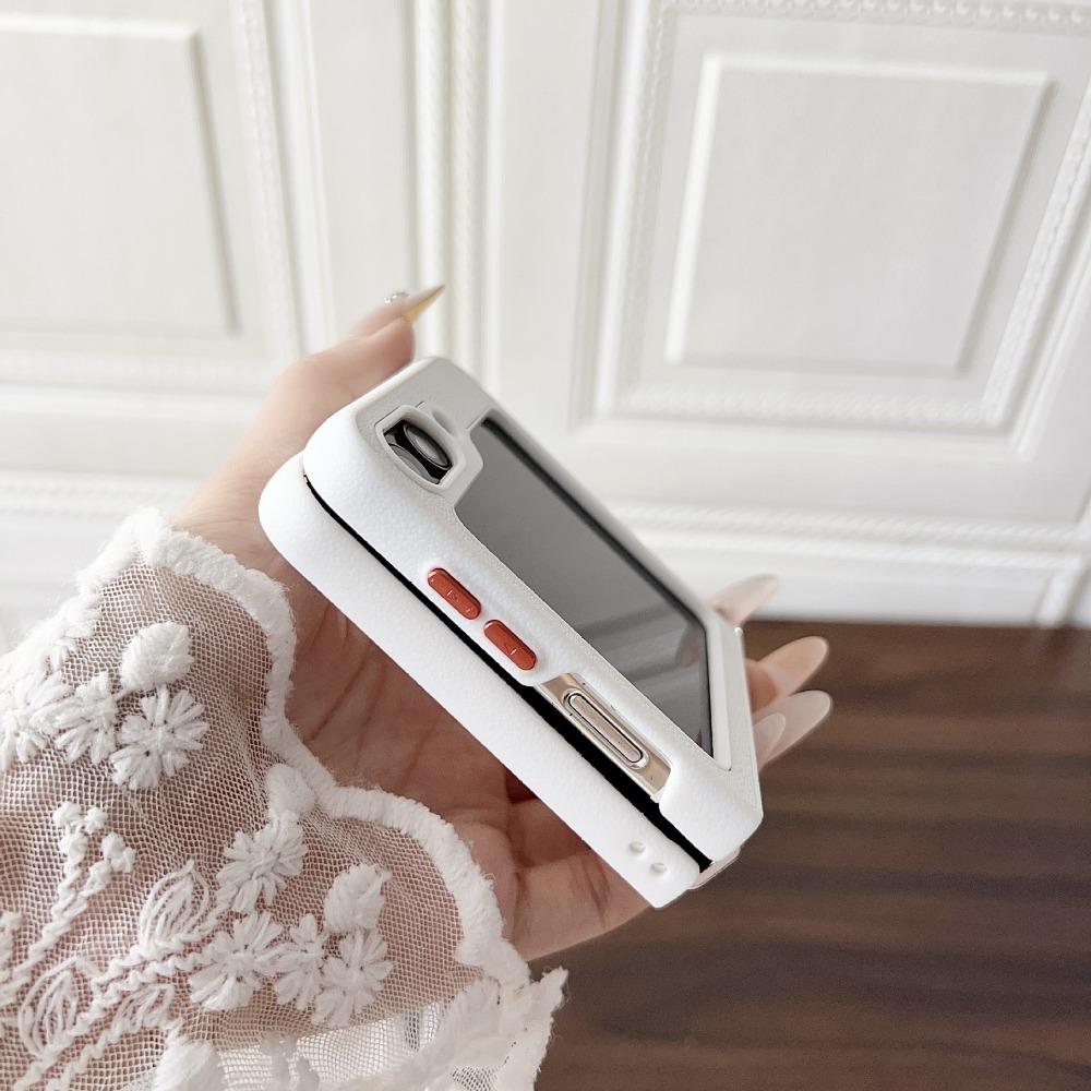 Минималистичный чехол-книжка из личи-кожи для Samsung Galaxy Z Flip 7 6 5 с тонким кольцом, магнитной беспроводной зарядкой, защитная крышка