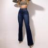 High-waisted Elastic Slimming Slightly Flared and Hip-lifting Denim Trousers