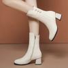 Fashion Women Chunky Ankle Boots New Pointed Toe High Heels Leather Shoes Winter 2025 Brand Designer Dress Pumps Snow Motorcycle Boots
