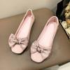 Flat Shoes Autumn New Fashion Shallow Mouth Single Shoes Versatile Round Head Bow Commuting One Pedal Doudou Shoes
