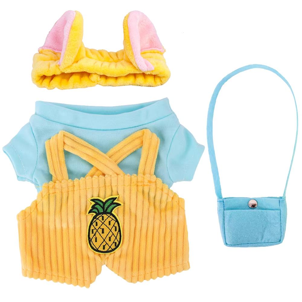Kawaii Plush Doll Clothes Short Sleeved Headband Suspender Pants For 30cm Lalafanfan Clothes Accessories Duck Dolls Dress,Gifts