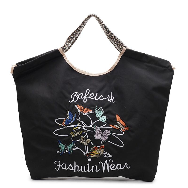 Women's Bag New Nylon Embroidered Bag Fashionable Large-capacity Portable Shoulder Shopping Bag