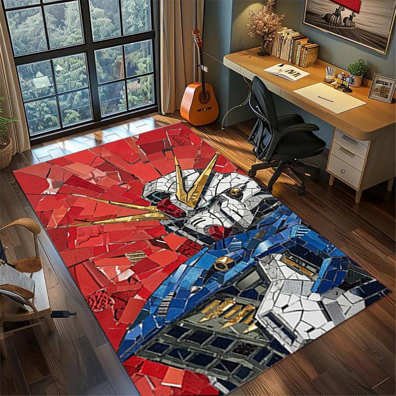 Large Gundam Area Carpet Non Slip Washable Floor Mat Gamer Room Bedroom Decor