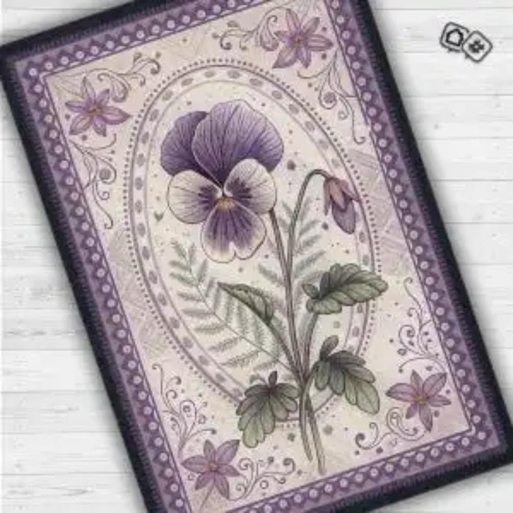 Ковер, Элегантный фиолетовый ковер, Гостиная, Моющийся винтажный, Цветочный ковер для спальни