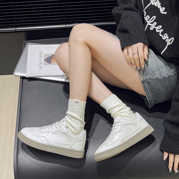 Обувь Dexun 2024, женская, весна-лето, новые маленькие белые туфли, повседневная спортивная обувь на шнуровке, туфли на плоской подошве, одинарные туфли