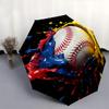 Baseball, Paint Splatter Automatic folding umbrella  simple eight rib design, bright color pattern, durable iron frame, ideal for travel and