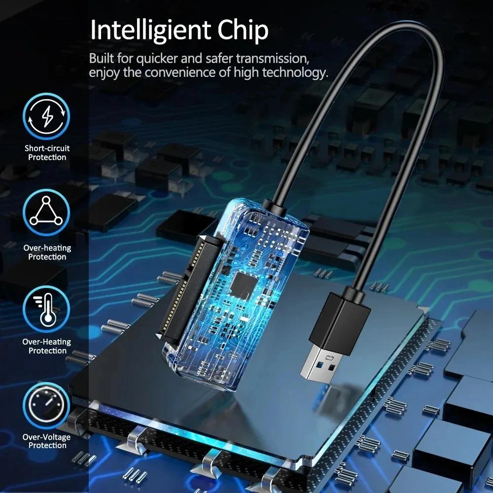 SATA To USB 3.0 Adapter Cable USB 3.0 2.0 To M.2 NGFF SATA Converter 5Gbps 2.5/3.5 Inch SSD HDD Hard Drive External Case for Laptop PC