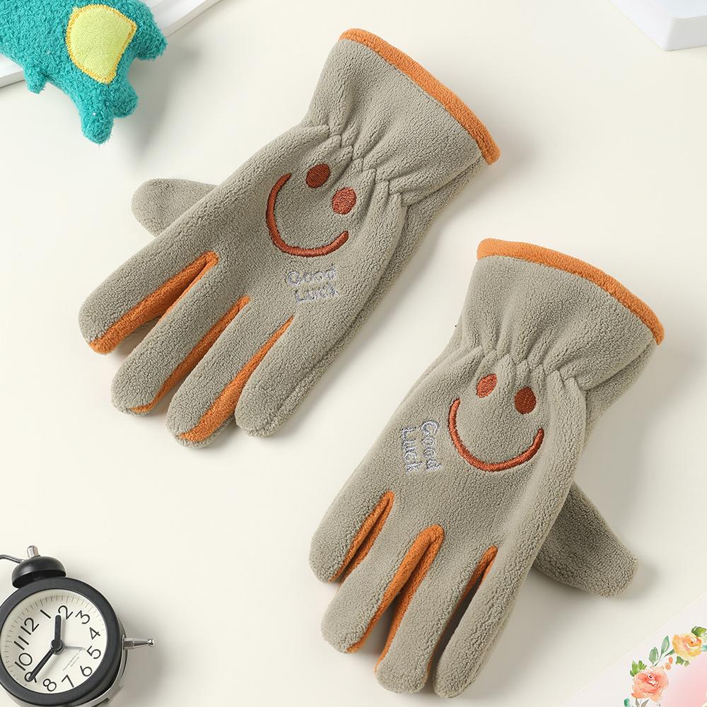 Add Fleece In Autumn and Winter Olympic Fleece Primary School Students Cycling Skin Friendly Outdoor Warm and Cold Proof Cute Gloves