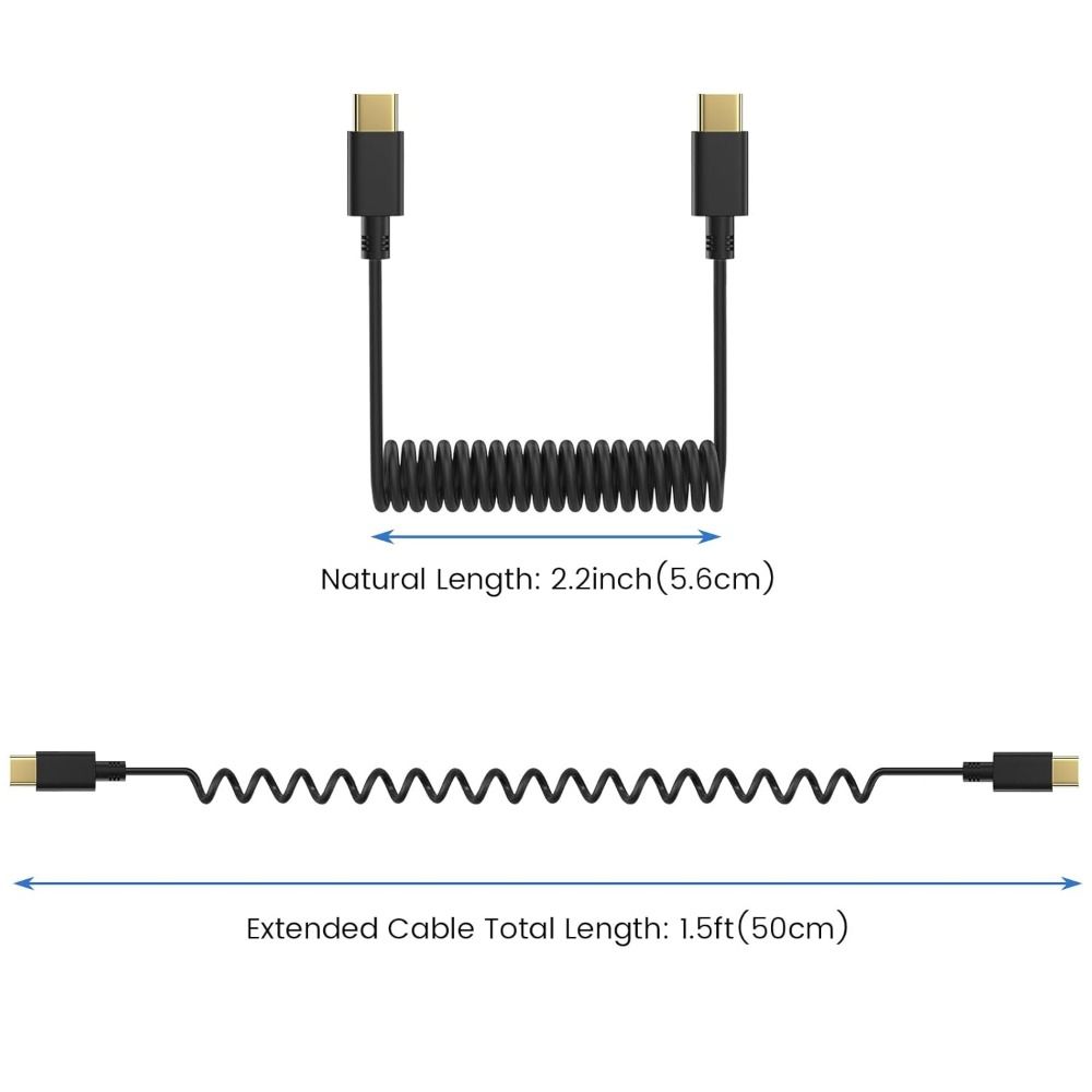 Кабель-микрофон Type-C на Type-C, пружинный, 3,5 мм, TPE, для DJI mic mini/mic 2/1 pocket 3/2 action 5 pro/action 4