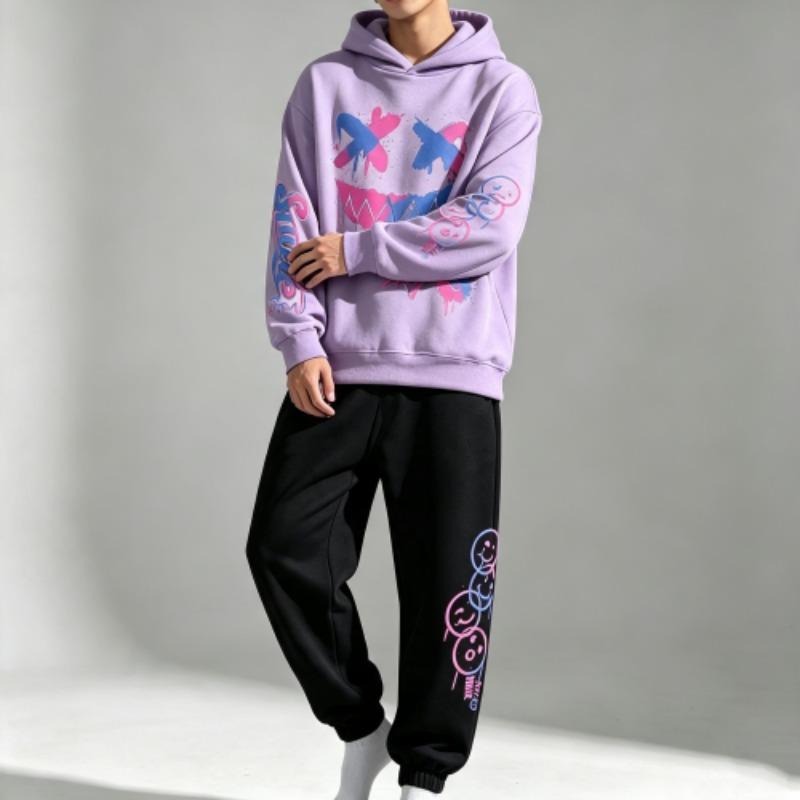 Fashion Letter Happy Day Smile Graffiti Print Kids Hoodie Street Hip Hop Hoody Fashion Hoodies Vintage Boy's Girl Clothes