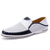Fashion Summer Men Casual Leather Flat Designer Shoes New Fashion Hollow Out Breathable Boat Shoes Italian Brand Outdoor Driving Loafers