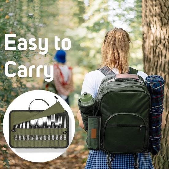 Уличная сумка для хранения столовых приборов, пыленепроницаемая, портативная, для путешествий, кемпинга, пикника, органайзер для палочек для еды, вилок, ложек, посуды, сумка-ролл