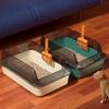 Semi-enclosed Cat Litter Box Large Capacity Cat Bedpans Anti-Spill & Sand-Leakage Pet Toilet Plastic Cat Sandbox Sanitary Tray