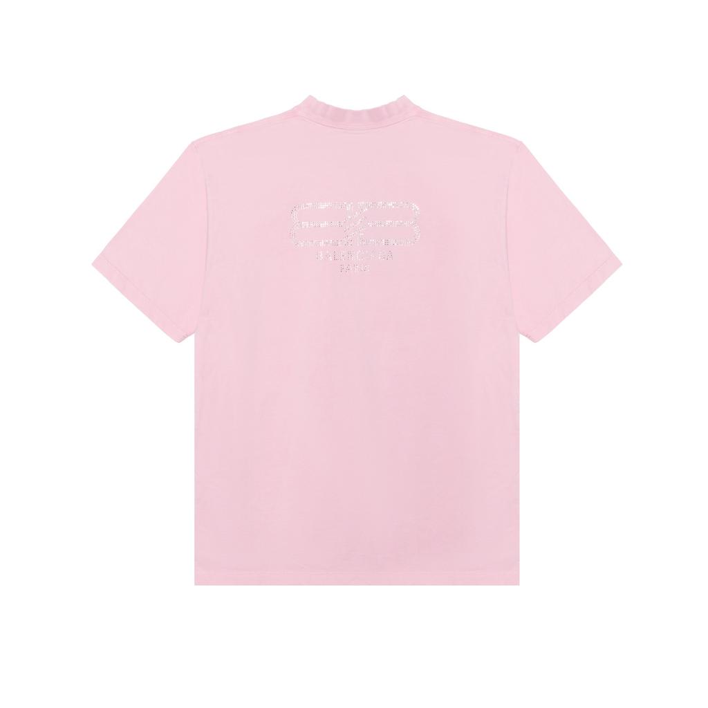 Balenciaga BB Paris Футболка с кристаллами Medium Fit 'Розовый' Унисекс 739784TOVU83167