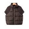 Womens Loose Fit Stand Collar Knit Sleeve Cotton Puffer Vest With Zipper Pocket Casual Outerwear Fall Winter 2026