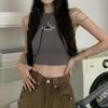 Women Streetwear Y2k Letter Stitch Embroidery Tank Top with Pad Sexy Sleeveless Sporty Crop Top