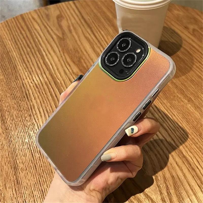 Роскошный матовый градиентный лазерный чехол для iPhone 11 12 13 14 15 Pro Max противоударный чехол для iPhone 15 14 Plus аксессуары для чехлов для телефонов