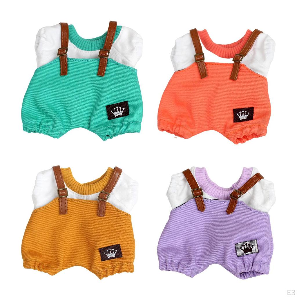 17cm Plush Doll Clothes Cute Accessories Comfortable Costumes Stylish Overalls