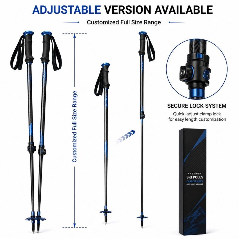 Zeroring Premium Private Label Carbon Ski Pole Set Custom Logo Snow Poles With Retail Packaging OEM