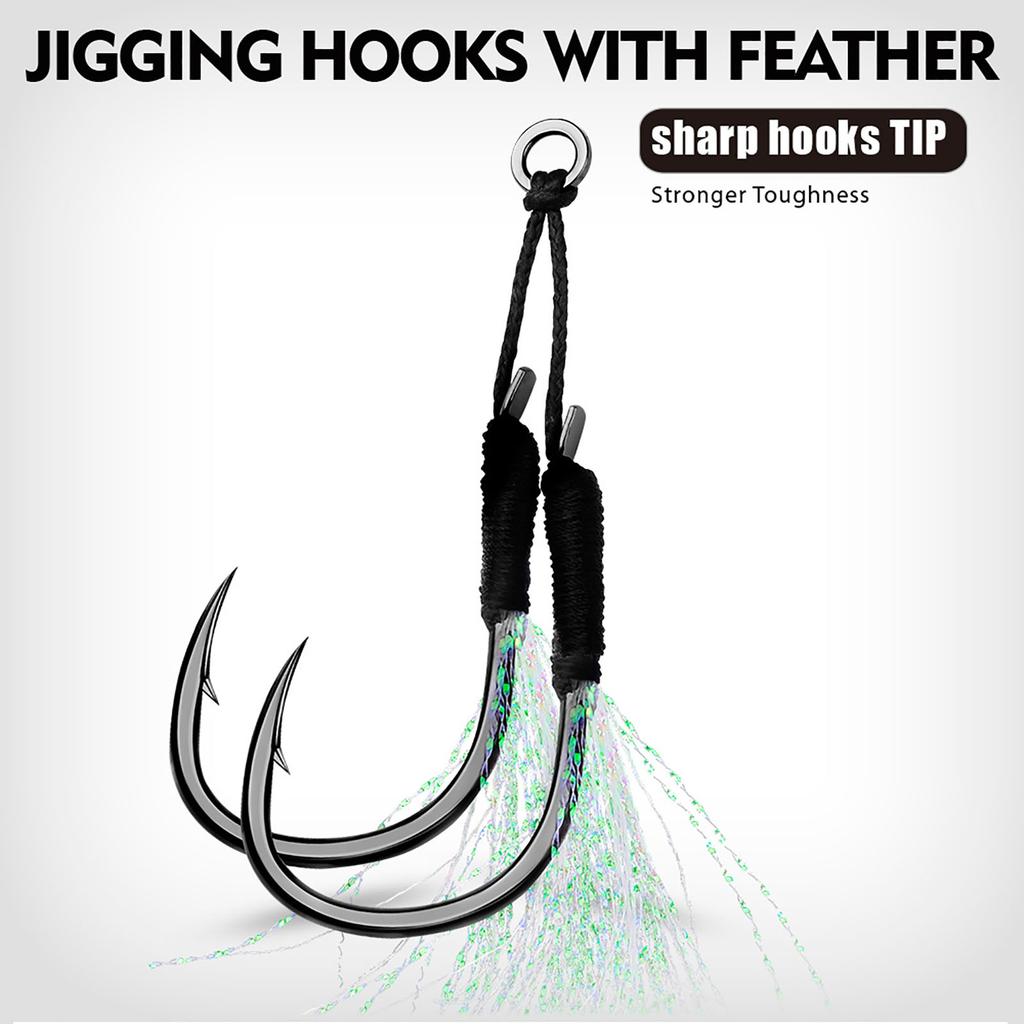 5 Pairs Lure Fishing Hook Sea Fishing High Carbon Steel Hook With Feather Fishing Gear Accessories