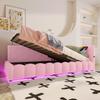 Daybed 90x200 Sleeper Sofa Hydraulic Storage LED Strip USB Type-C Bed Frame Slatted Frame Velvet Pink (without Mattress)