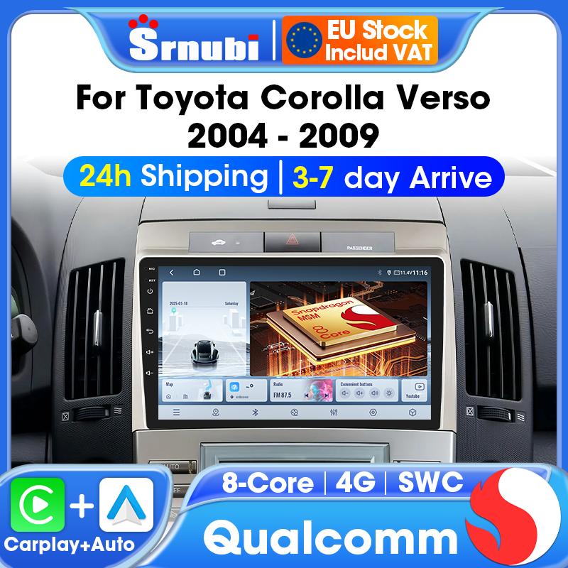 Autoradio pour Toyota Verso Corolla 2004 2005 2006 2007 2008 2009, écran Carplay sans fil, Android Auto, Navigation GPS, stéréo 2din