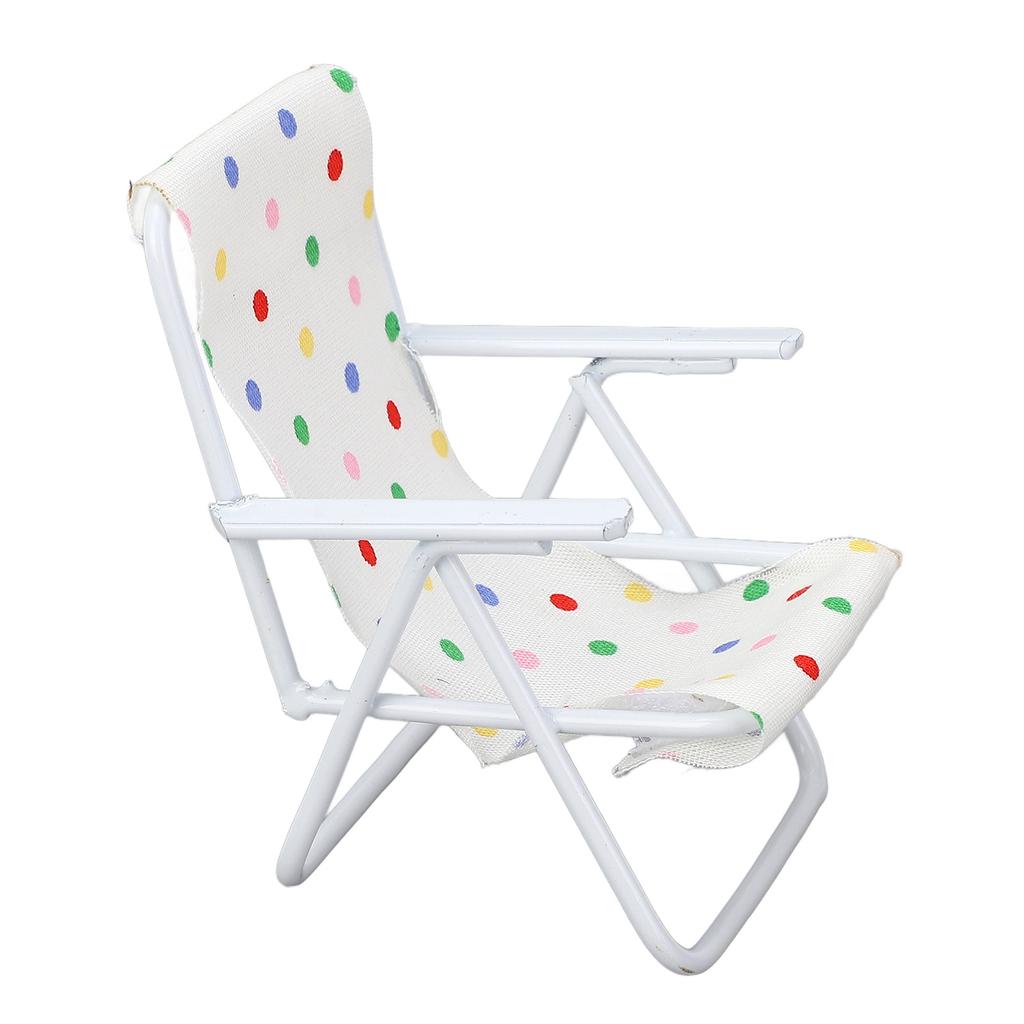 Миниатюрное пляжное кресло Реалистичное Масштаб 1/12 Легкий металлический каркас Складное Кукольный домик Кресло для загара